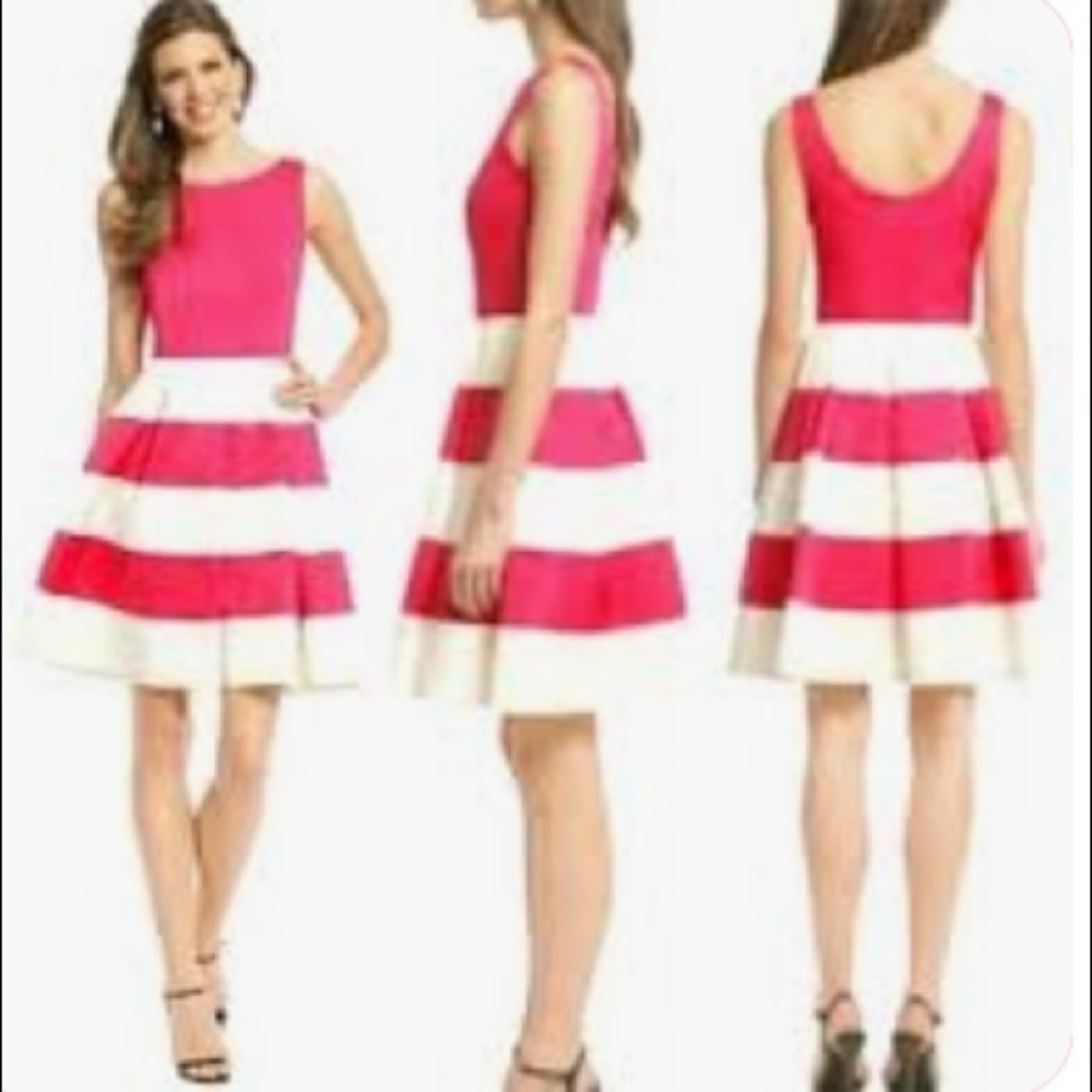 Sleeveless Pink and White Striped Fit-and-Flare Dress